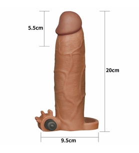 Büyüme Ve Kalınlık Sağlayan Ten Hassasiyetinde Tasarlanmış 7 Cm Uzatmalı Titreşimli Penis Kılıfı