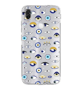 PrintiFy Xiaomi Redmi Note 7 ile Uyumlu Nazar Boncuğu 2 Baskılı Kamera Korumalı Şeffaf Silikon Kılıf