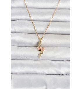 316L Çelik Zincir Gold Renk Flamingo Model Kadın Kolye TJ-BKO11106