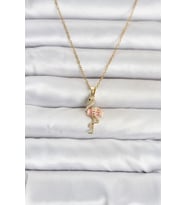 316L Çelik Zincir Gold Renk Flamingo Model Kadın Kolye TJ-BKO11106