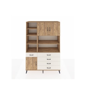 Hyperion Dolap 9 Raflı 5 Çekmeceli 3 Kapaklı 132x44x195 Çam-Çam/Aytaşı