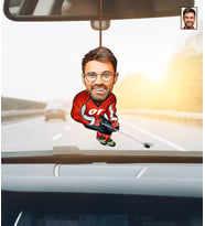 Kişiye Özel Karikatürlü Hokeyci Ahşap Araba Dikiz Ayna Süsü
