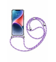 iPhone 17 Pro Boyun Askılı Şeffaf Tank Kılıf Lila