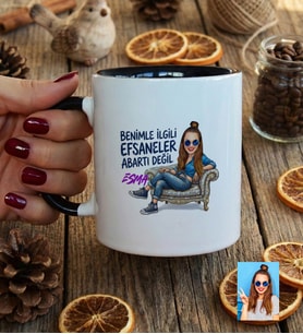 Kişiye Özel Karikatürlü Benimle İlgili Efsaneler Kupa Bardak Doğum Günü Hediyesi