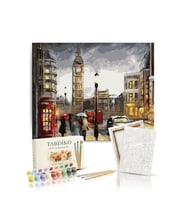 Sayılarla Boyama Seti 40 x 50 cm Tuval Şasesine Gerili Londra Sokakları