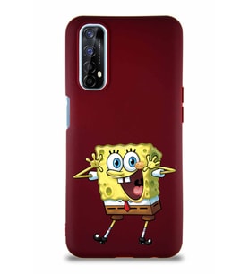 Realme 7 Soft Premier Kapak Sünger Bob Tasarımlı Silikon Kılıf - Mürdüm (Şeffaf)