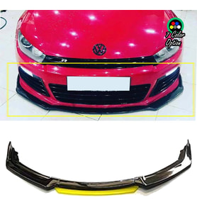 Vw Scirocco R Sarı Renkli Şeritli Dilli Ön Lip 4 Prç Parlak Siyah ABS