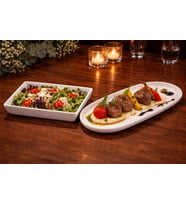 Beyaz Seramik Sunum Tabağı Seti 6'lı, Beyaz, Seramikleri, Modern Tasarım, 6 Parça, 3 Oval 3 Kare Tabak, Parlak Yüzey