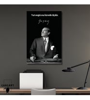 Tekli Dikey Kanvas Makam Panosu Atatürk Sözleri Yurt sevgisi ona hizmetle ölçülür.