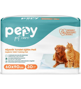 Pepy Evcil Hayvan Tuvalet Eğitim Pedi 60*90CM 30 Adet Tekli Pk (Beyaz)