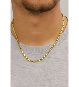 Altın Renk Kesik Arpa Unisex Çelik Kolye - 3351