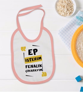 BK Kids Ep İsterim Tasarımlı Pembe Bebek Mama Önlüğü-1