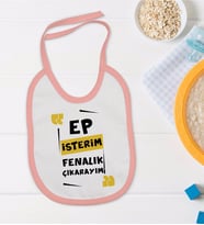 BK Kids Ep İsterim Tasarımlı Pembe Bebek Mama Önlüğü-1