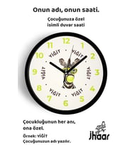 İsme Özel Zebra Çocuk Odası Duvar Saati Orta Boy 30 cm Siyah Camlı Sessiz