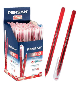 Pensan Büro Tükenmez Kalem 1 mm Kırmızı 50'li Kutu 