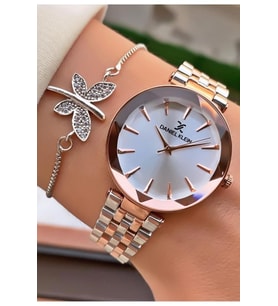 Daniel Klein MRD11235 Kristal Cam Çelik Kasa Kadın Kol saati Bileklik Hediyeli