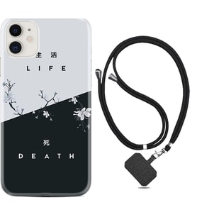 Apple iPhone 11 12 13 Mini Kılıf Boyun Askılı Silikon Life and Death 1339