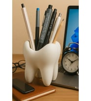 Diş Şeklinde 3D Baskı Kalemlik – Dental Temalı Masaüstü Organizer, Diş Hekimi Hediyesi - 10 CM