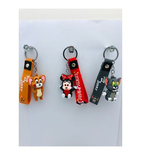 Minnie Mouse,tom Cat Ve Jerry 3 Adet 3d Silikon Anahtarlık Oyuncak Ve Çanta Aksesuarı