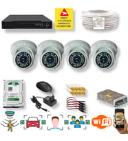 QROMAX 4 Kameralı Set - İnsan Yüz Araç Tanımalı Hareket Algılayan 5 MP SONY Lensli 36 IR Ledli DOME İç Mekan 1080P FULLHD Güvenlik Kamerası Seti D136B