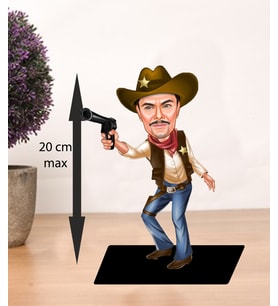 KİŞİYE ÖZEL KARİKATÜR silahlı şerif adam BİBLOSU