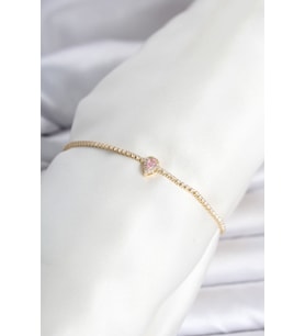 Pirinç Gold Renk Pembe Damla Model Su Yolu Kadın Bileklik 5886 - HPSBYI9316-3811