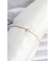 Pirinç Gold Renk Pembe Damla Model Su Yolu Kadın Bileklik 5886 - HPSBYI9316-3811