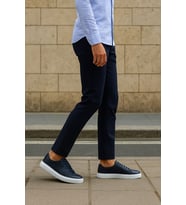 Growish GE0065-8 Hakiki Floter Deri Yüksek Beyaz Eva Taban Koku Yapmaz Lacivert Lazerli Sneaker Spor Ayakkabı (Lacivert)
