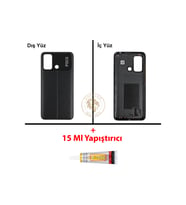 Yapıştırıcı Poco C55 Siyah Yapıştırıcı Arka Pil Kapağı Batarya Kapağı + Yapıştırıcı ve Vida Seti