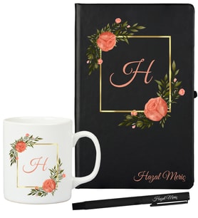 Sevgiliye Hediye Kişiye Özel Defter Kupa ve Roller Kalem Hediye Seti