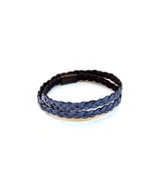 Graphite Double Braid – Çift Sıra Örgü Mavi Hakiki Deri Erkek Bileklik-1427