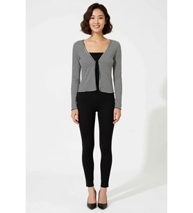 Kadın Büyük Beden Çizgili Uzun Kollu Crop Top Ispanyol Paça Takım Viskoz Elastan Rahat Günlük Modern