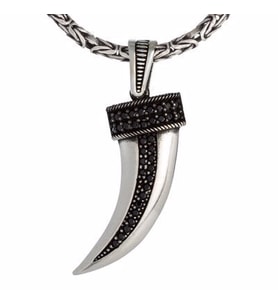 925 Ayar Gümüş Mini Zirkon Taşlı 2 Mm Kral Zincirli Fil Dişi Erkek Kolye