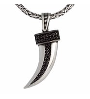 925 Ayar Gümüş Mini Zirkon Taşlı 2 Mm Kral Zincirli Fil Dişi Erkek Kolye