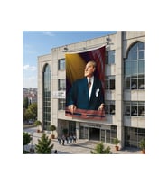 Atatürk ve Türk Bayrağı Poster Bayrak Raşel Kumaş 6x9 metre ATA13