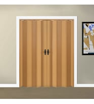 Faran Dekorasyon 200 x 215 Meşe Renk Camsız Çift Açılım Pvc Akordiyon Katlanır Kapı FRNAKMODEL-179