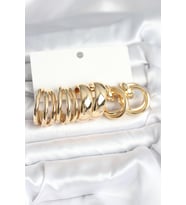 Pirinç Gold Renk 3 Çift Vintage Kadın Küpe Seti - TJ-BKP11382