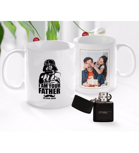 BK Gift Kişiye Özel Babalar Günü Hediyesi Fotoğraflı Kupa Bardak ve Benzinli Çakmak Seti-16 (Model 1)