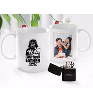 BK Gift Kişiye Özel Babalar Günü Hediyesi Fotoğraflı Kupa Bardak ve Benzinli Çakmak Seti-16 (Model 1)