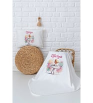 Pia Baby Premium %100 Pamuk Çift Kat Penye Battaniye ve Yastık Kılıfı Yenidoğan Kız Bebek Hediyesi 5044-10 (Ekru)
