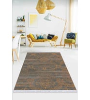 Turuncu Modern Dokuma Pamuk Taban Kaymaz Kilim KLM046