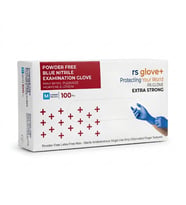RS Gloves Mavi Nitril Pudrasız Eksta Güçlü Muayene Eldiveni M Beden 100’lü Non Steril