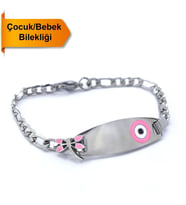 Bebek Bileklik Çelik Nazar Bonvuklu Yusufçuk Model BLK-962 (Beyaz)