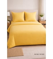 MORE HOME Çift Kişilik Yorgan Kılıfı + Yastık Kılıfı  Çarşafsız Sarı