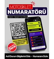 MEO Motosiklet Numaratörü - Dıştan Yapıştırma - Qr Kodlu Numaratör (Dikey Etiket)