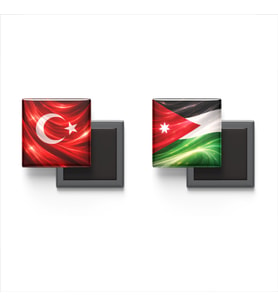Buzdolap Magnetleri - Ürdün Bayrağı ve Türk Bayrağı - 2'li Set Magneti