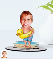 BK Gift Kişiye Özel Tatilci Çocuk Karikatürlü Ahşap Biblo Model 1