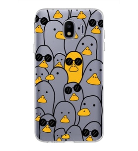 Samsung Galaxy J4 Kapak Duck Tasarımlı Şeffaf Silikon Kılıf