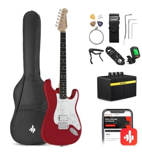 Donner DST-100 Amfili Elektro Gitar Başlangıç Seti (Kırmızı)