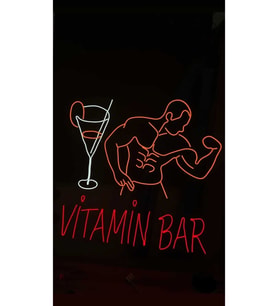 Vitamin Bar Yazılı Neon Pleksi Tabela